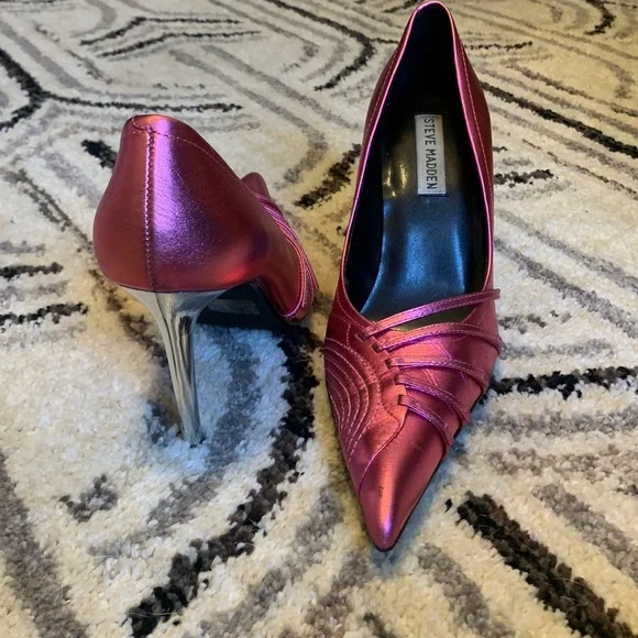 Barbiecore Metallic Hot Pink Steve Madden Stilettos Sz 8 - Picture 5 of 9